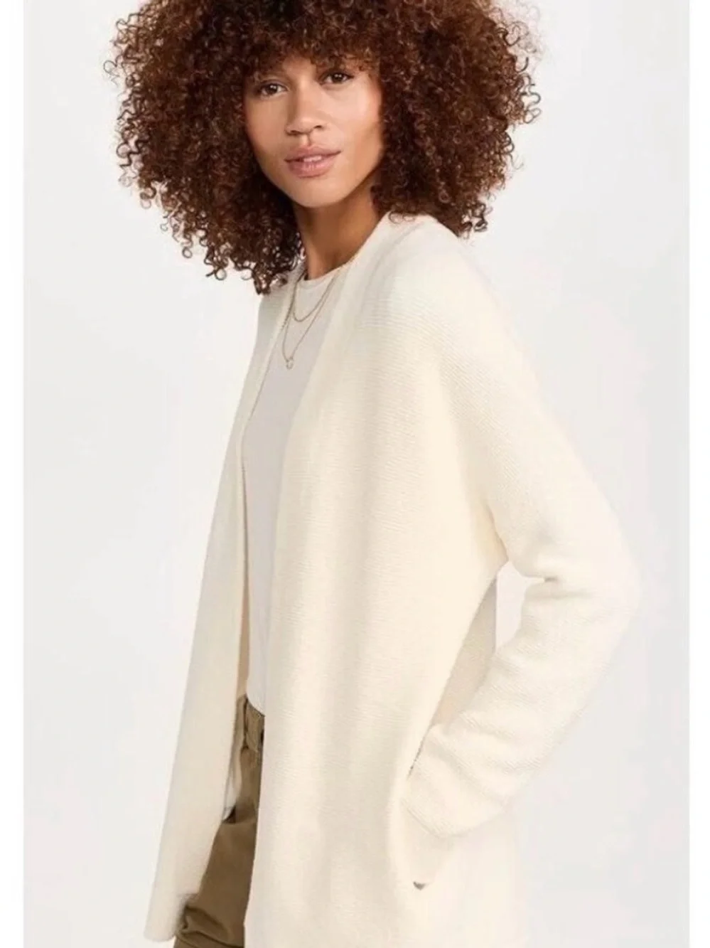 Free People Women's Size M Cream Serenity Ottoman Knit Cardigan Sweater